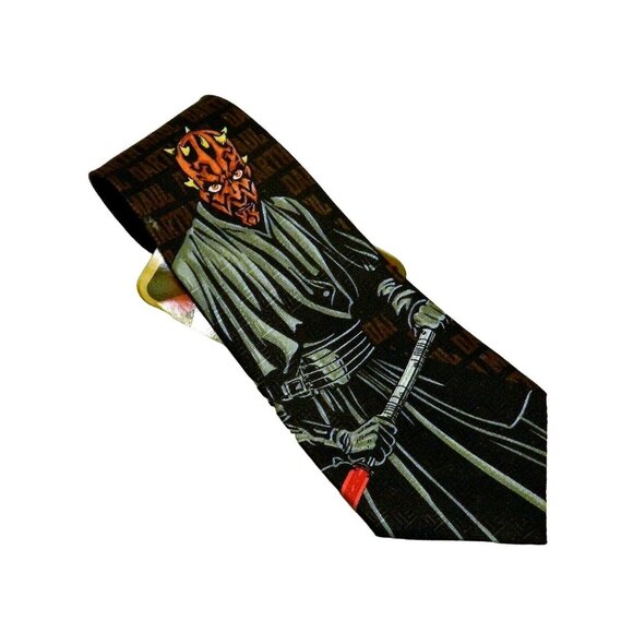 Star Wars Darth Maul Necktie 51 In Black George Lucas Ralph Marlin Tie Polyester - Picture 2 of 4